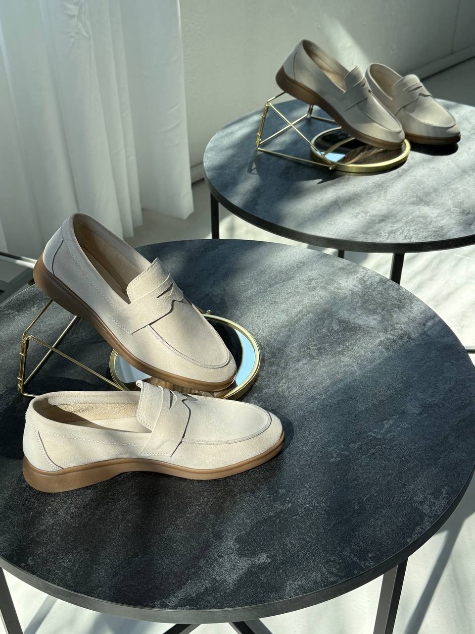 Beige suede loafers Liza