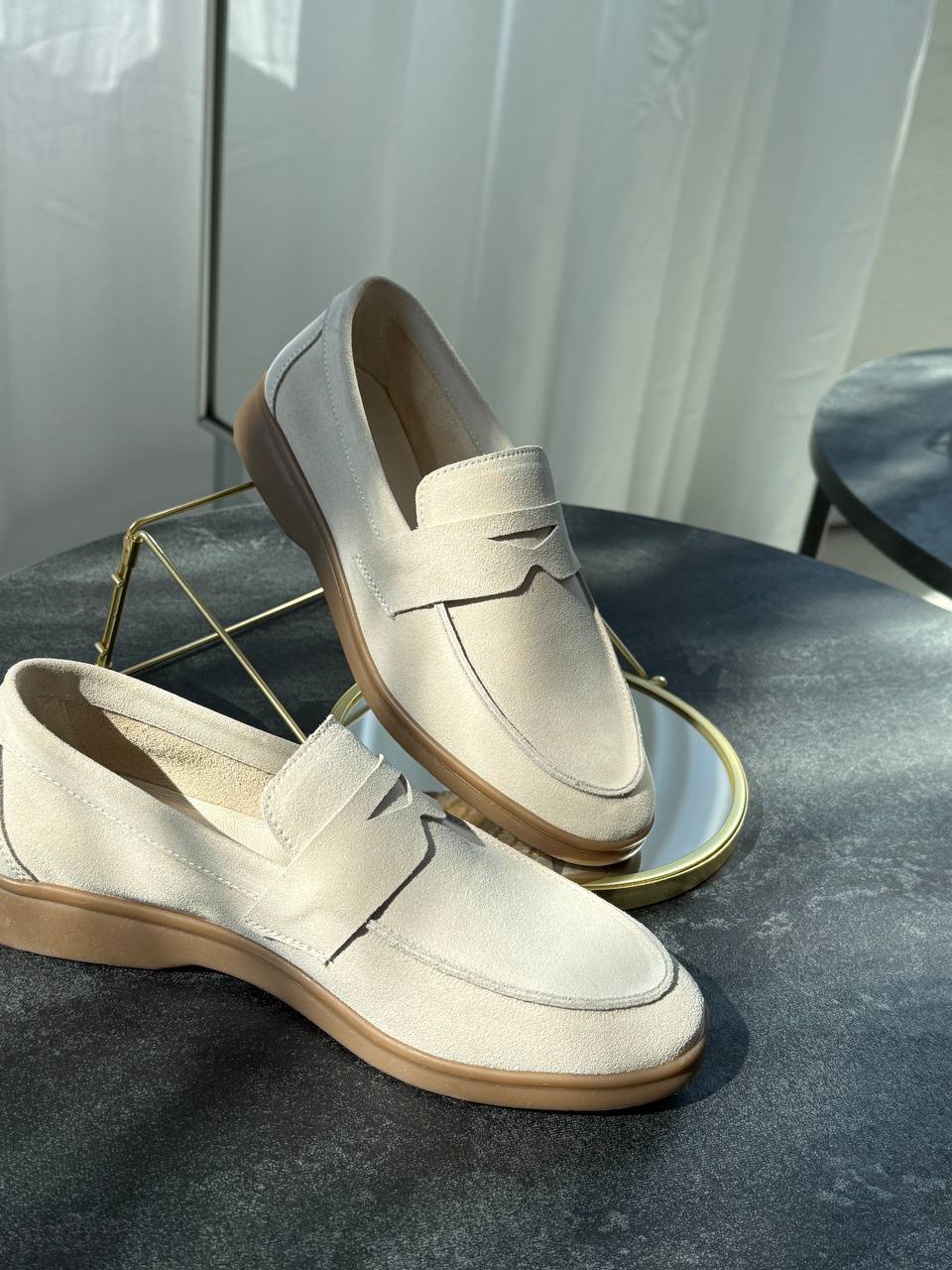 Beige suede loafers Liza