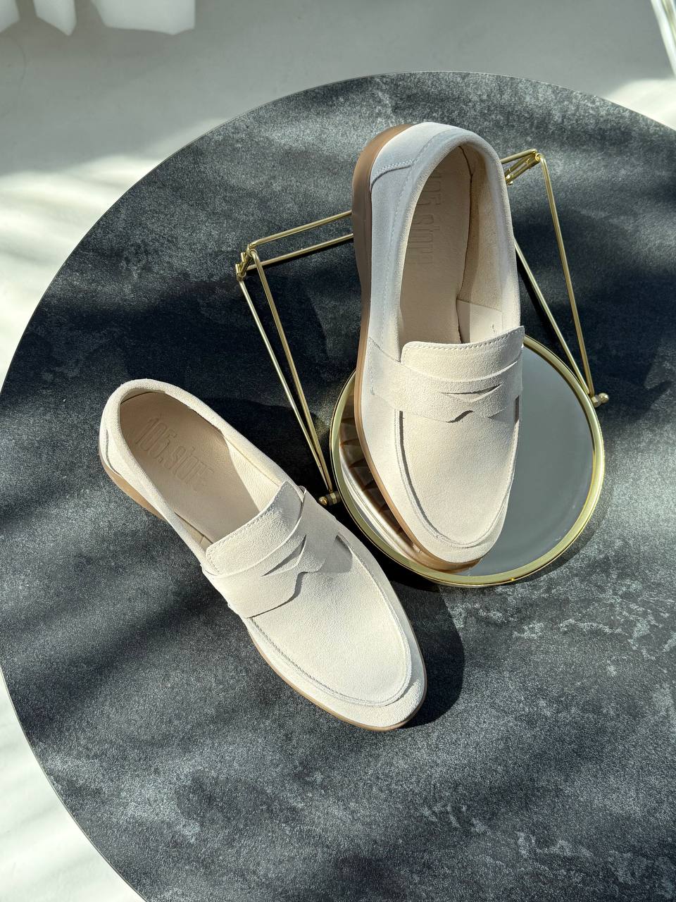 Beige suede loafers Liza