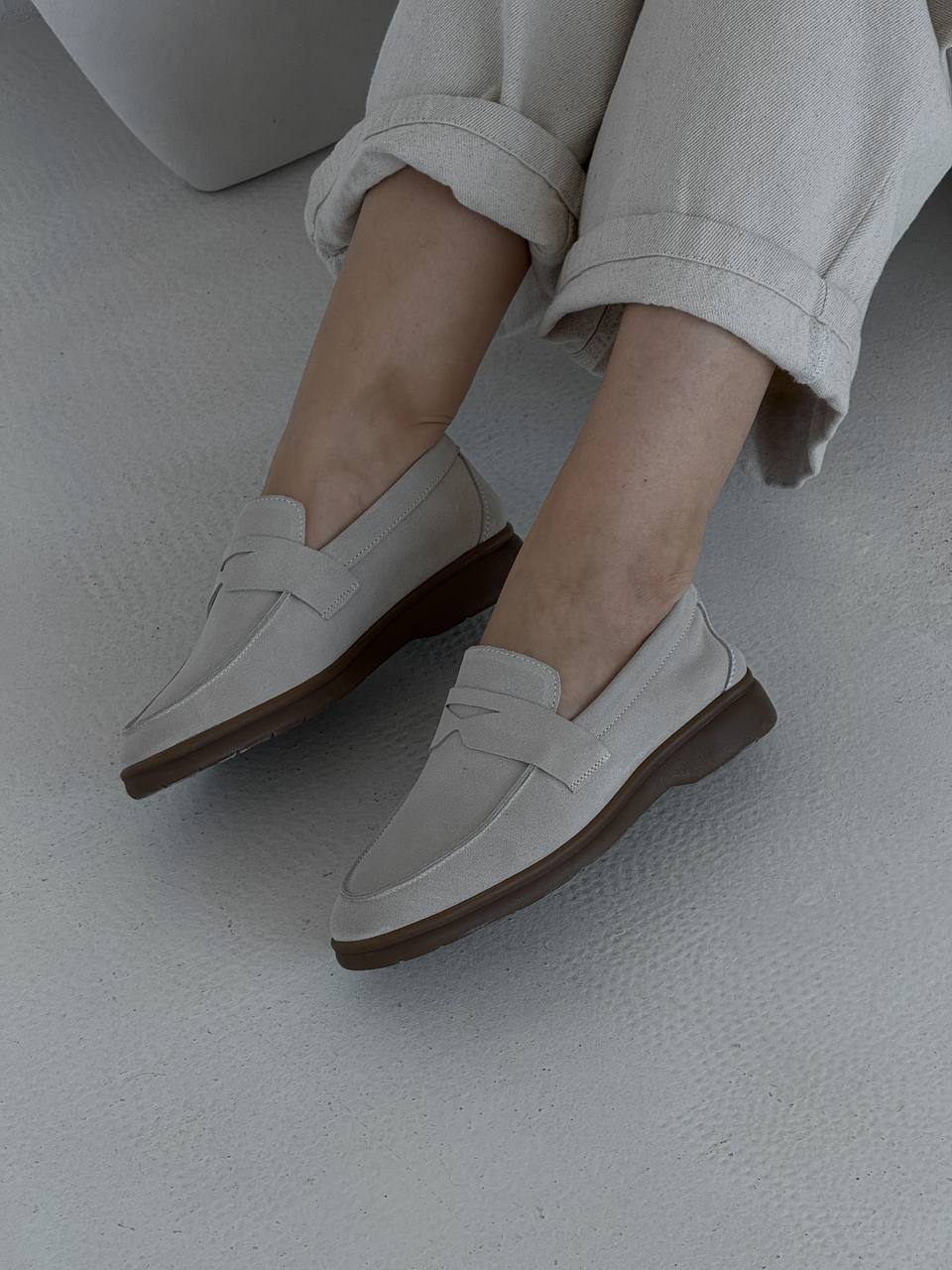 Beige suede loafers Liza