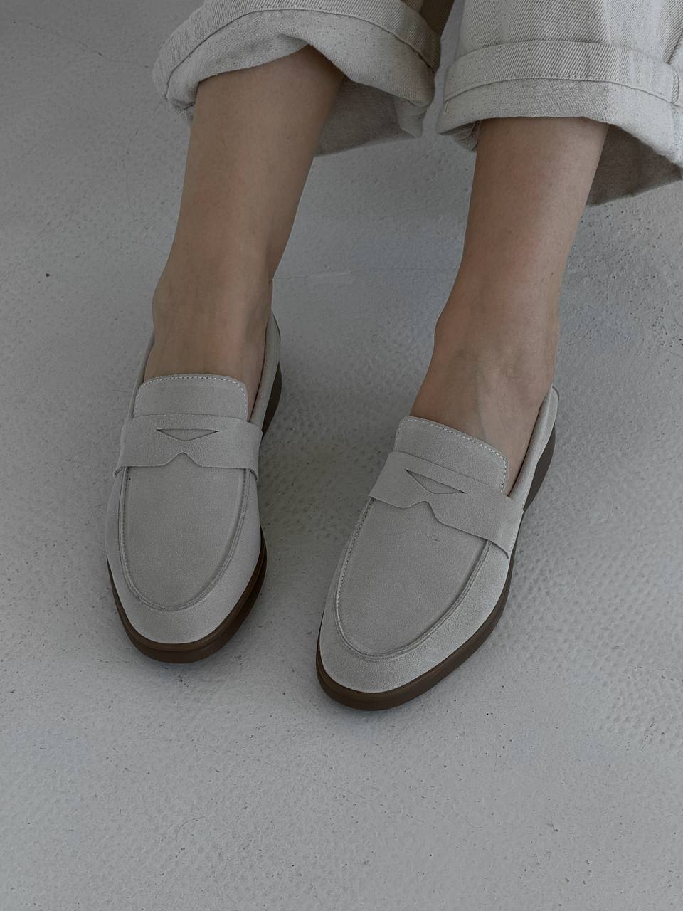 Beige suede loafers Liza