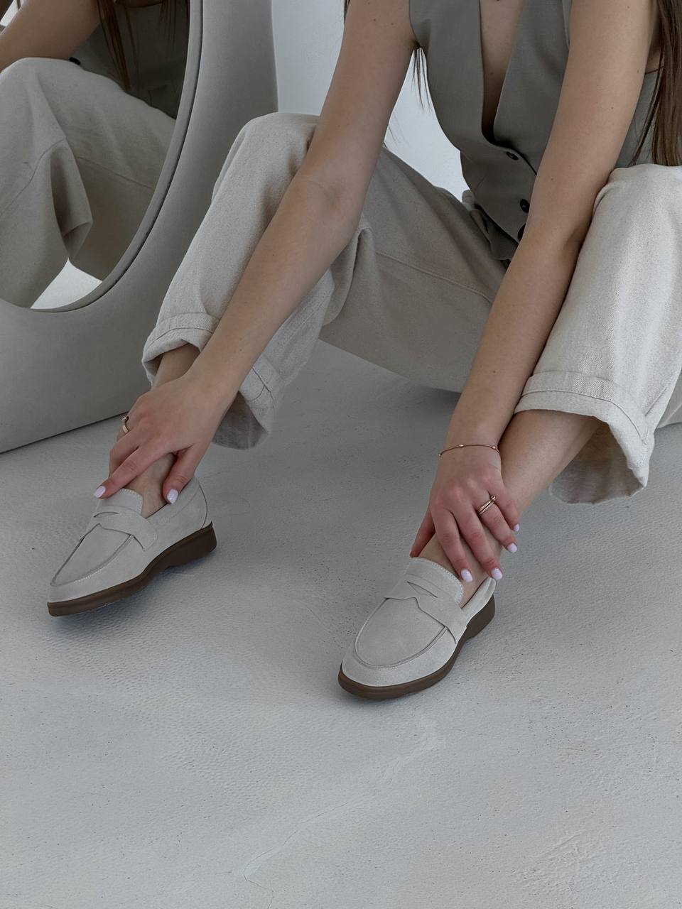 Beige suede loafers Liza