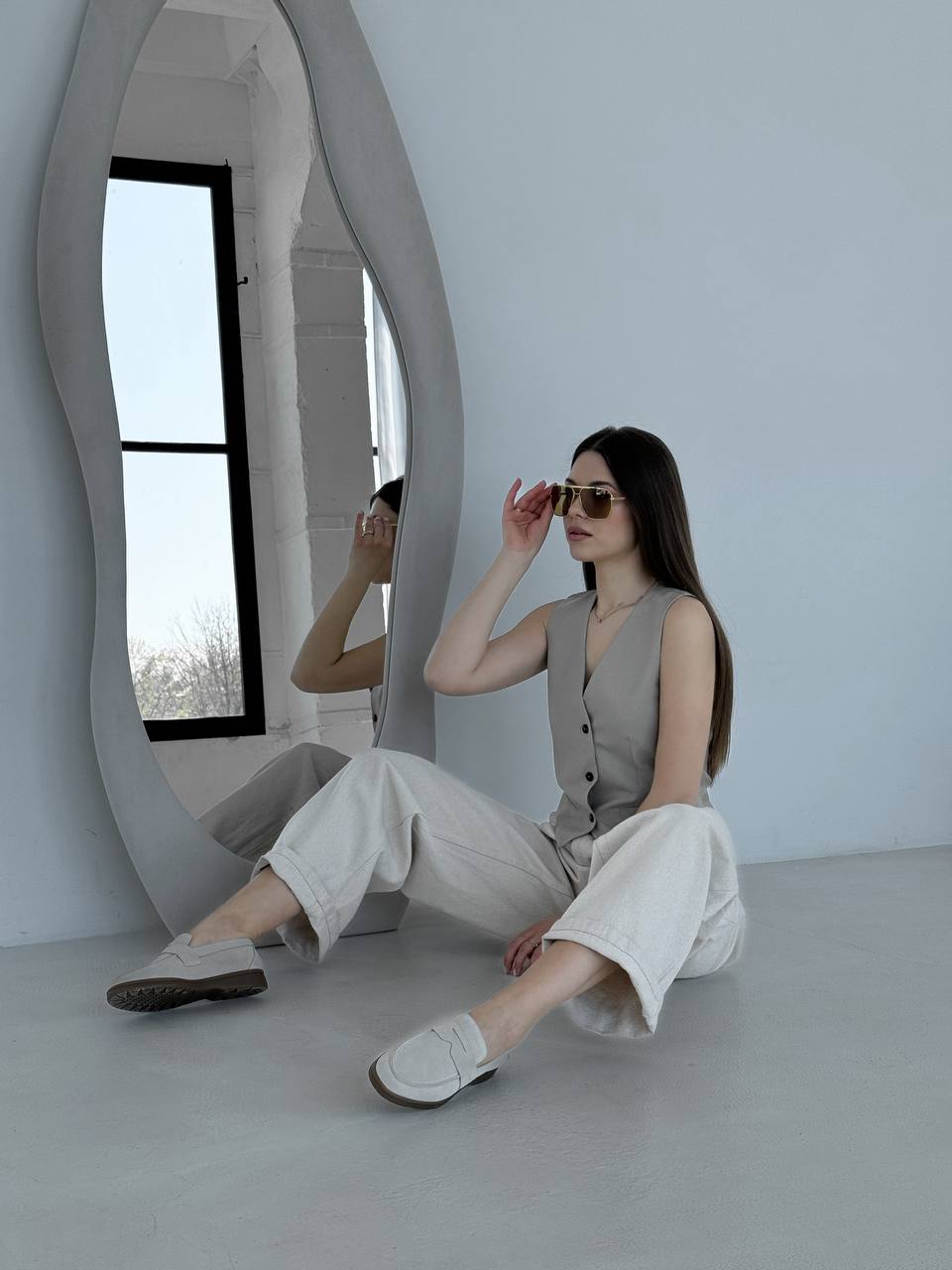 Beige suede loafers Liza